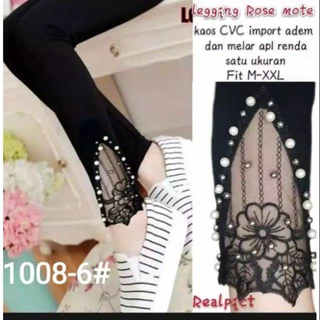 NEW LEGGING MUTIARA KAKI 2226-19  IMPORT / LEGGING IMPORT MURAH / LEGGING RENDA KAKI