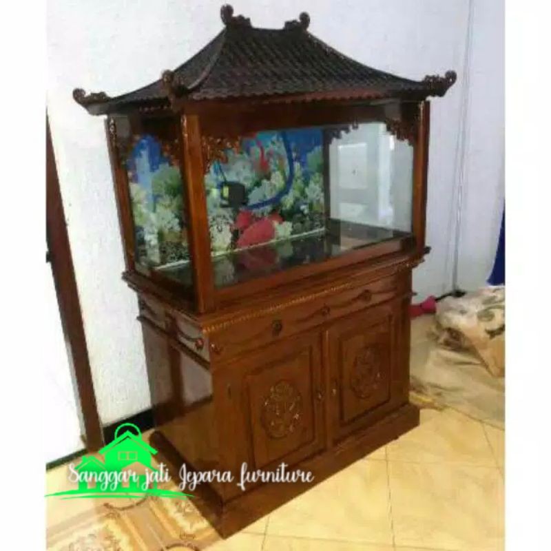 Aquarium bagus kayu jati natural