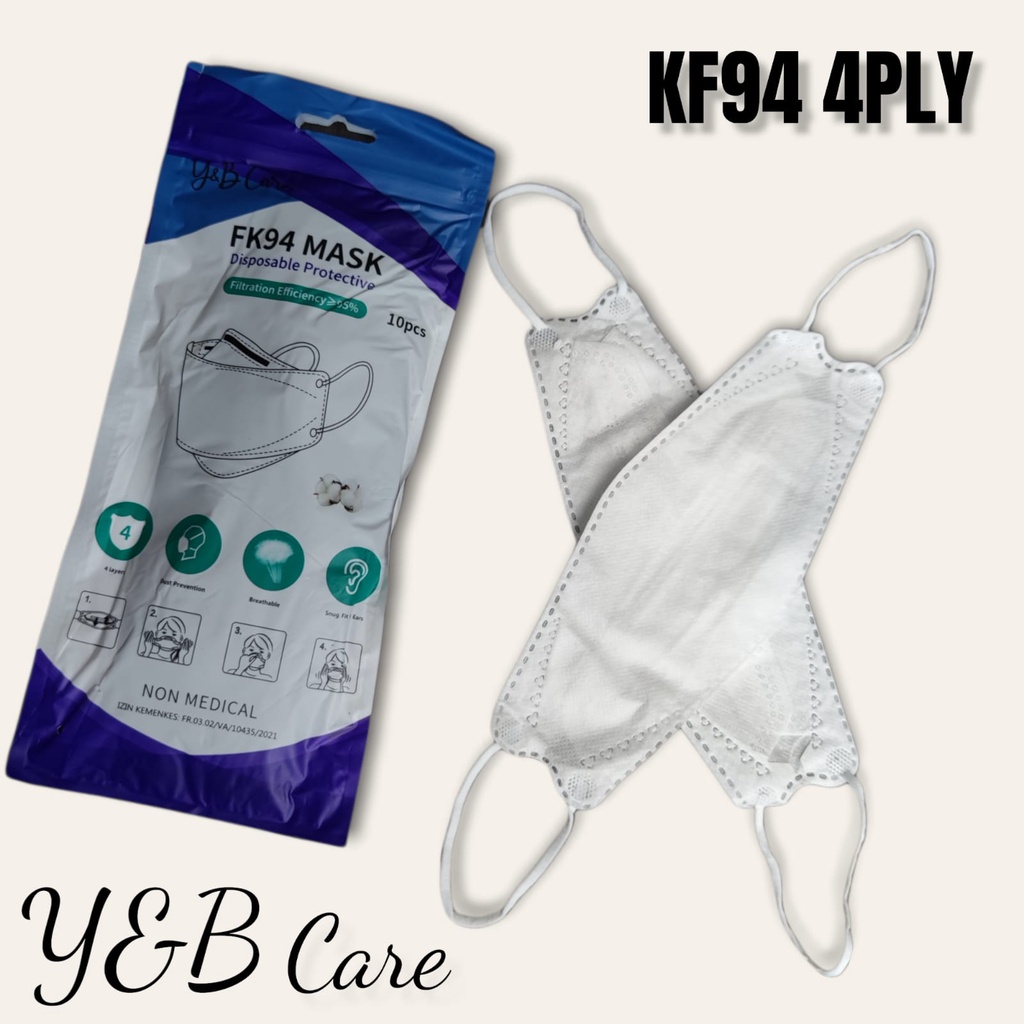 YB BLACK WHITE GREY SILVER KF94 - MASKER KF94 Y&amp;B CARE KOREA KF94 4PLY ABU SILVER PUTIH HITAM RAINBOW MIX