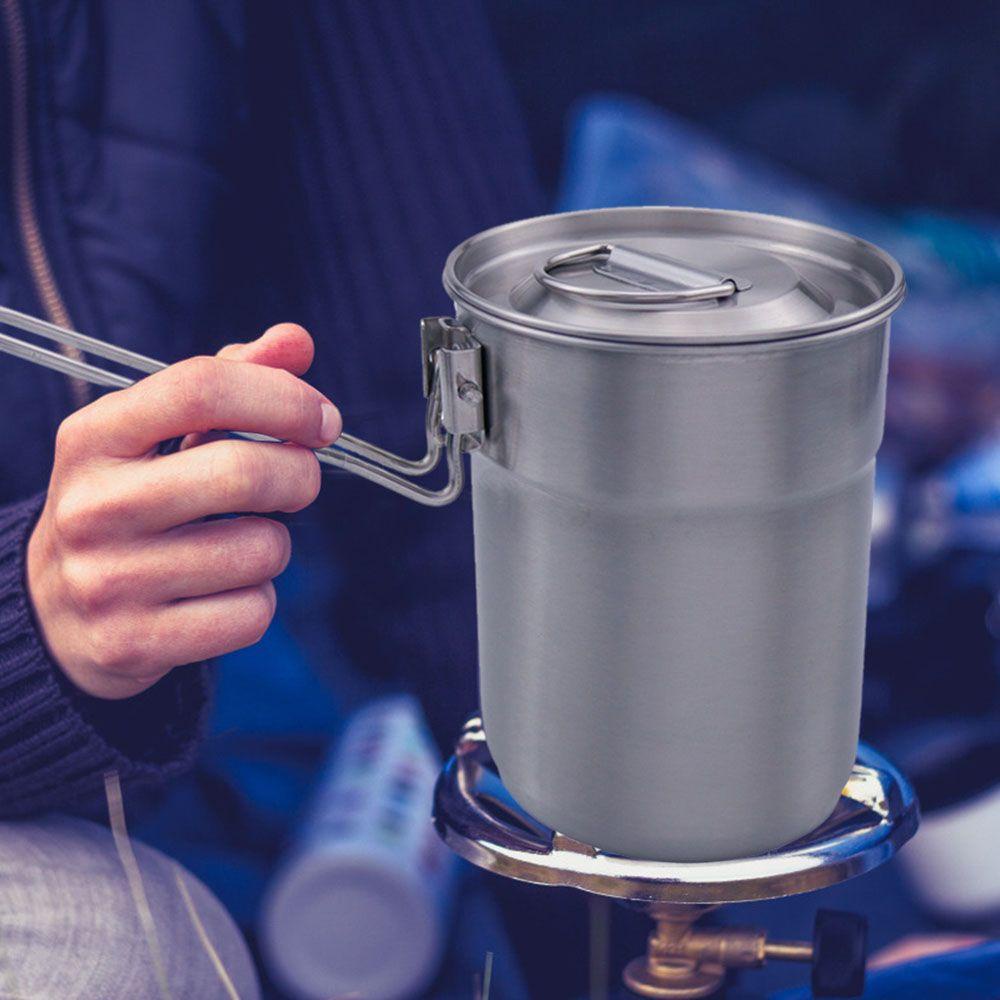 Lanfy Mug Air Hiking Anti Panas Alat Luar Ruangan Camping Mug Piknik Peralatan Masak Cangkir Kopi Peralatan Makan Masak Panci Cangkir Stainless Steel