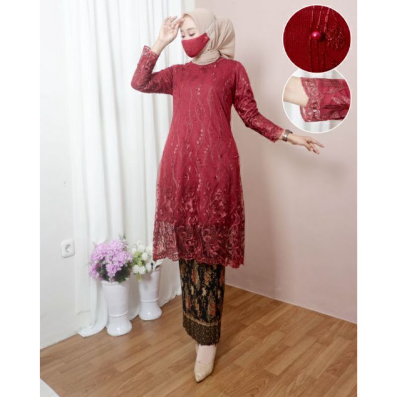 TERBARU KEBAYA TUNIK TULLE/KEBAYA KONDANGAN/SETELAN KEBAYA/SET KEBAYA TUNIK TULLE/KEBAYA PADANG