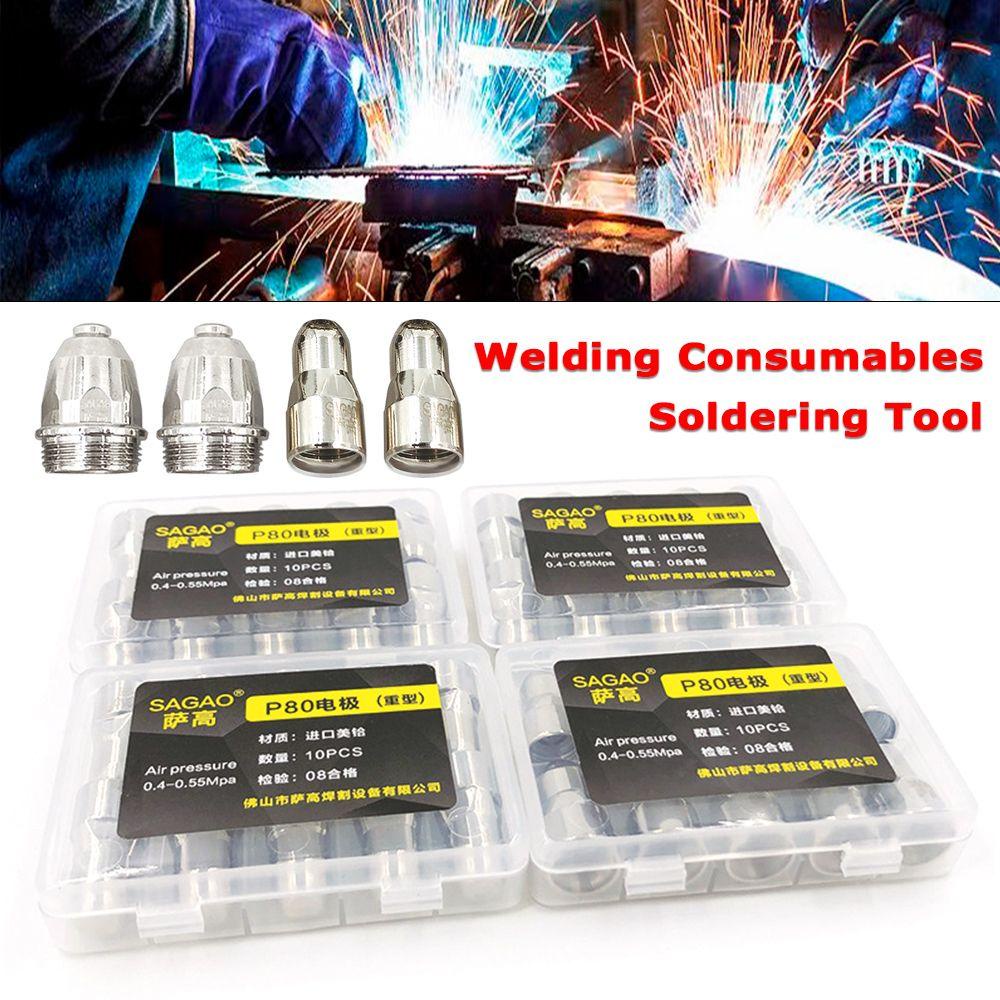 Populer 4pcs Kit Perakitan Obor Las Plasma Aksesori Tukang Las 2.0 Hafnium Alat Solder Kawat Nozzle Menebal Dengan Elektroda