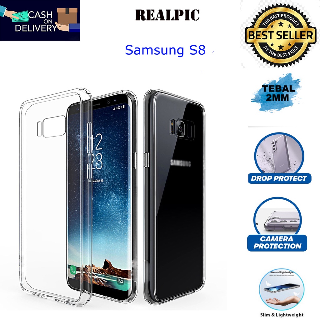 Case Samsung Galaxy S8 Casing Clear HD KETEBALAN 2MM BENING TRANSPARAN TPU Premium Softcase