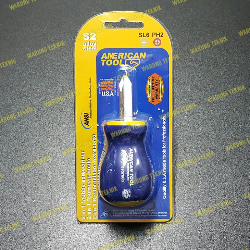 American Tool 2 in 1 STUBBY SCREWDRIVER OBENG CEBOL BOLAK BALIK