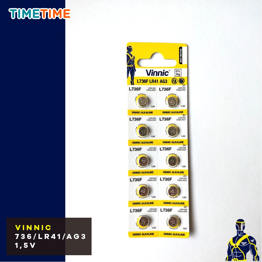 Battery Vinnic LR41 AG3 736 1,5V Baterai Batre MURAH AWET ORIGINAL ASLI