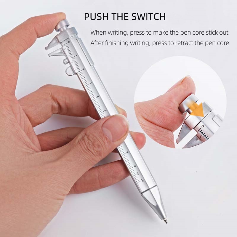 Pulpen Caliper Vernier 0.5mm Multifungsi Bahan Plastik Untuk Stationery Sekolah / Kantor