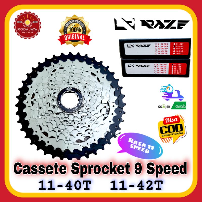 RAZE Cassete Sprocket 9 Speed 11-40T 11-42T Gear Slop