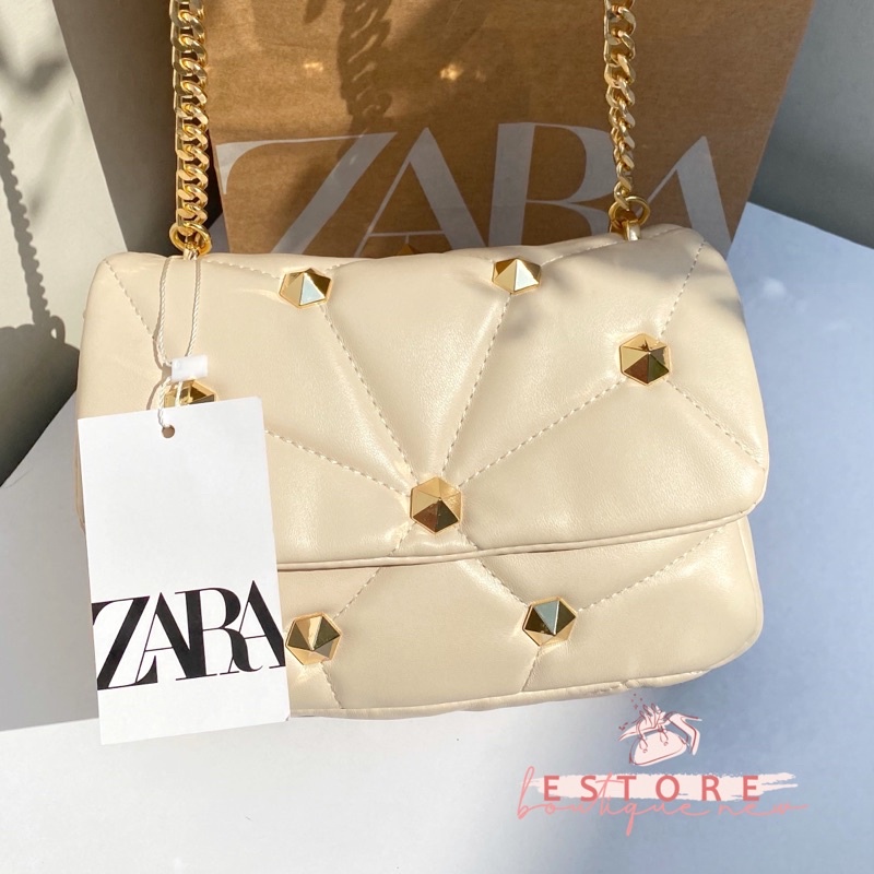 Zr Quilted Studded Crossbody Bag