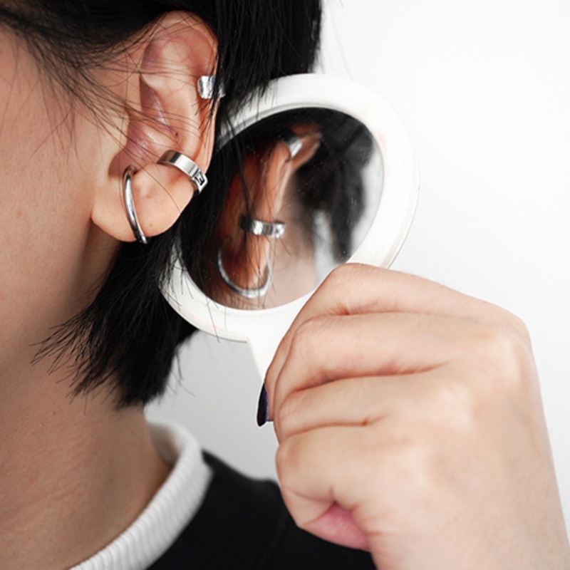 Three-piece Earrings Glossy Ear Bone Clip Accessories Simple Hip Hop Trend