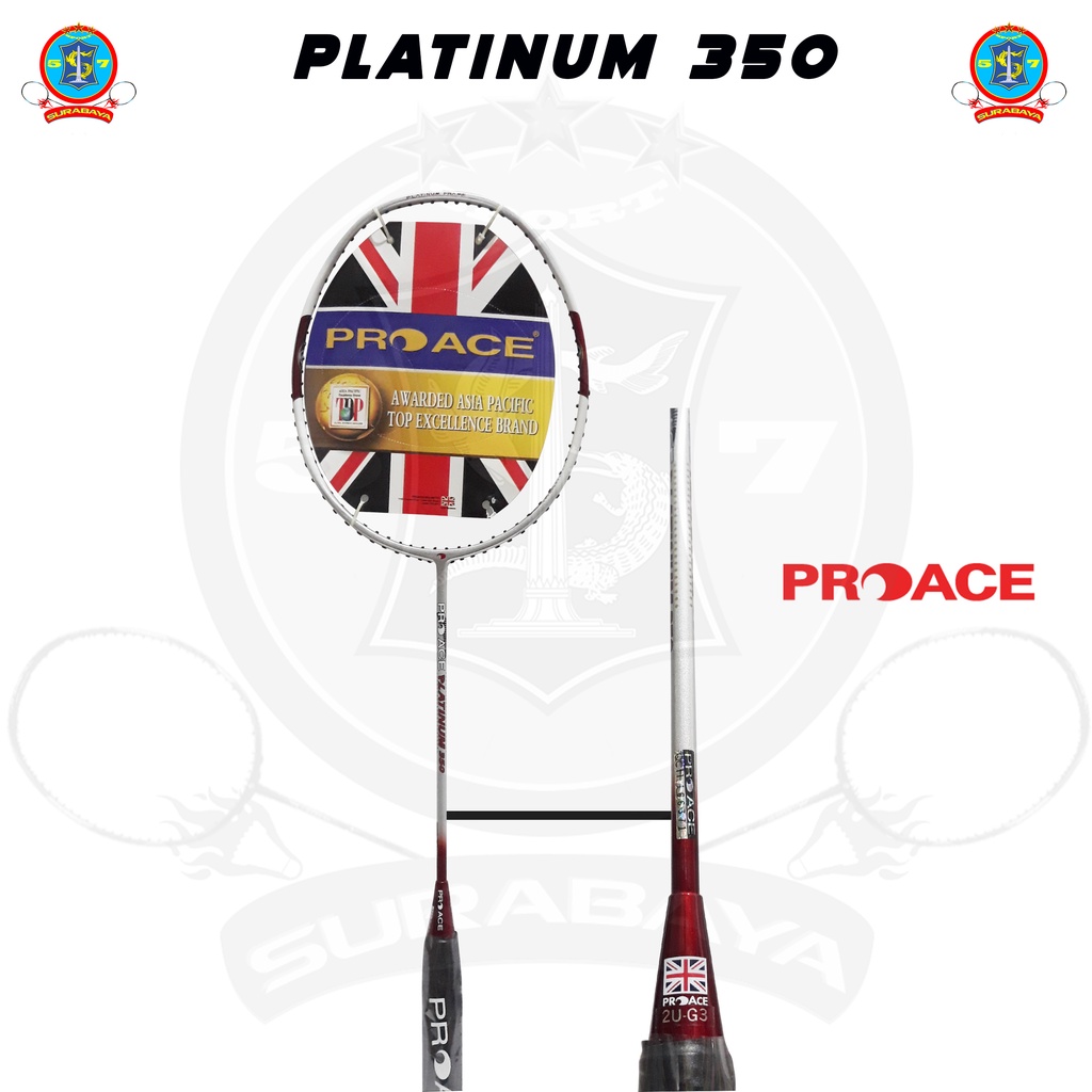 Raket Original Pro Ace Platinum 350 Bonus Komplit Badminton