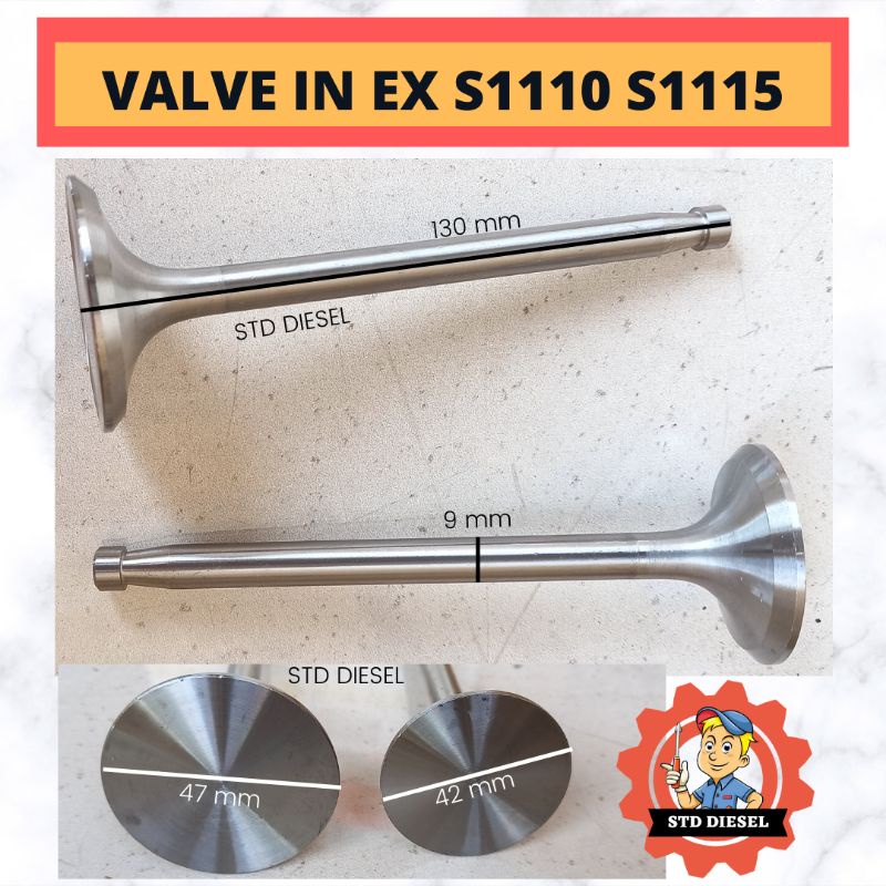KLEP ENGINE VALVE IN EX SET S1115 S1110 ZS1110 ZS1115 KELEP KOMPLIT 20 23 24 HP PK DIESEL ENGINE