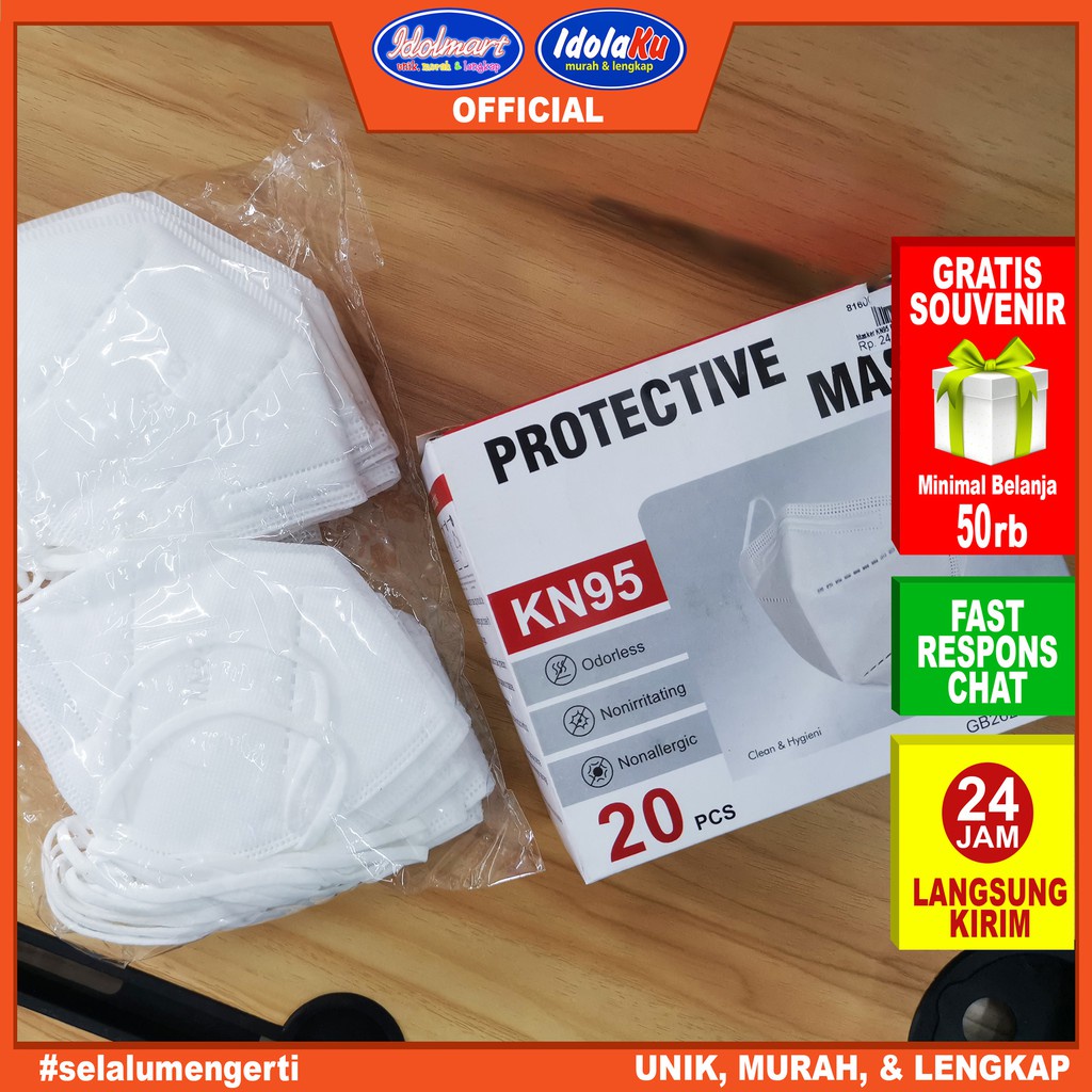 IDOLAKU Masker KN95 full Care / Masker disposable / Masker anti Virus / 1 box isi 20