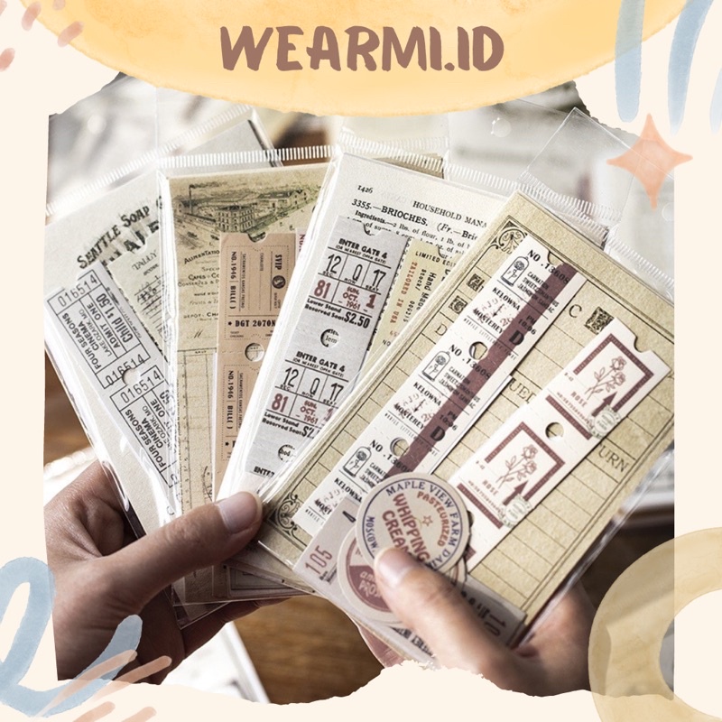 

33 pcs Journaling Kit Sticker Mix Kertas Motif Pack Paket Jurnal Scrapbook DIY Wearmi Aesthetic Vintage