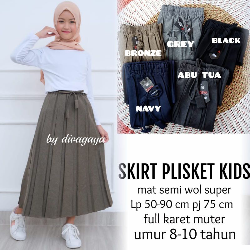 ROK PLISKET ANAK ORI BY DIVA UMUR 8-10 TAHUN