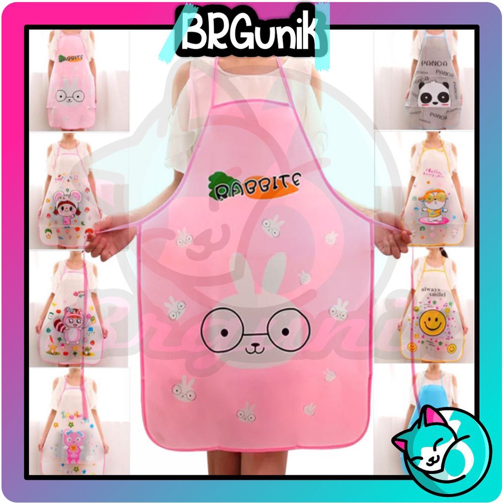 BRGUNIK Celemek Apron Masak Dapur Anti Tahan Air Waterproof Jumbo Transparan Import R003