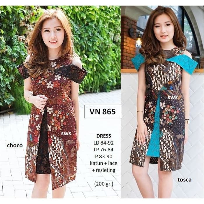 DRESS BATIK    Baju Kerja Batik Wanita Terbaru Dress Kerja Batik Modern Sabrina      IWAZAH OFFICE