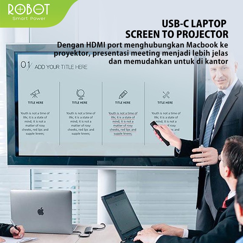 ROBOT HT490 9 in 1 USB C Hub Adapter With RJ45 HDMI 4K VGA 1080P PD 100W USB 3.0 SD/TF Card