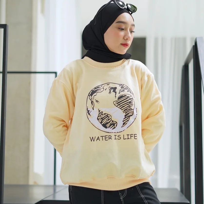 WATER IS LIFE SWEATER WANITA OVERSIZE SWEATER CREWNECK WANITA