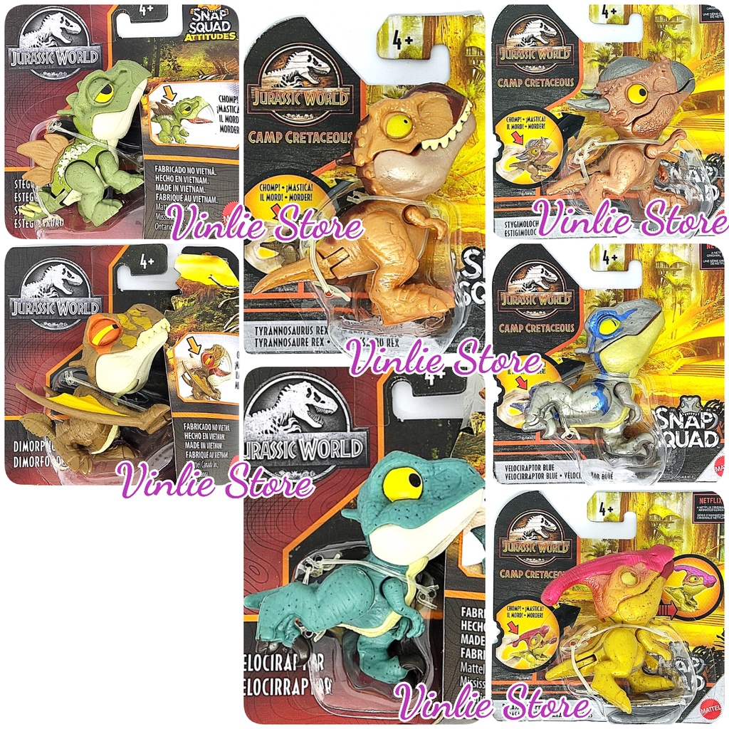 Jurassic World Snap Squad  Attitudes Mini Action Dino Blind pack Velociraptor Dimorphodon Stegosauru