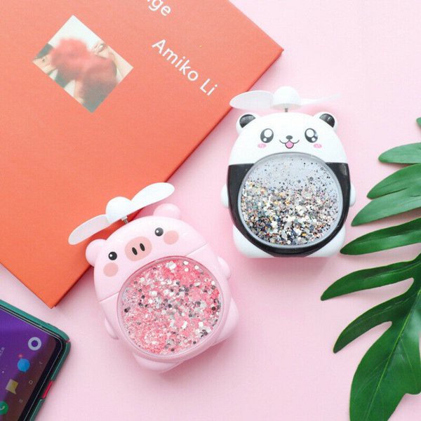 Trend-Kipas Angin Portable + LED + Glitter KT Mini Fan