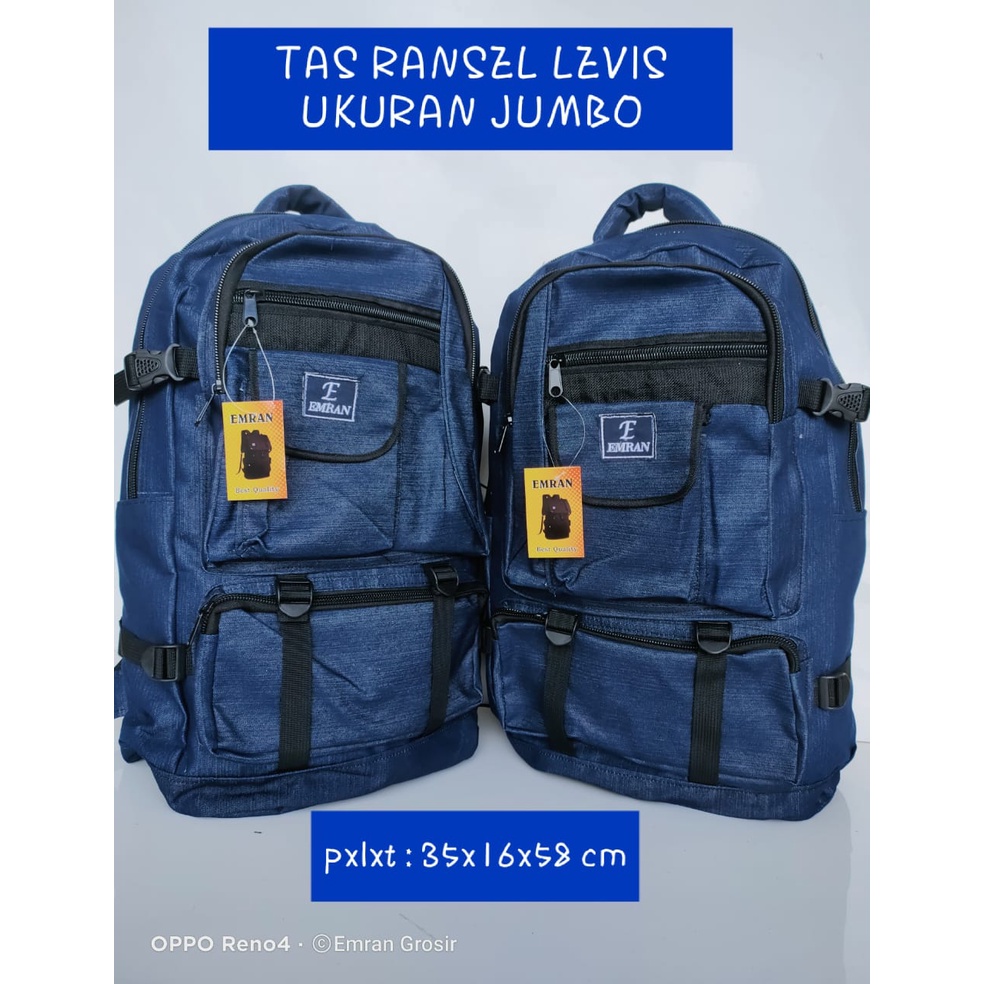 Tas Ransel Levis Ukuran Jumbo /Tas Ransel Camping/Tas Ransel Gunung Bahan Levis Ukuran Jumbo