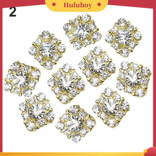 Huluboy Huluboy♡ 10pcs Stiker Kristal Berlian Imitasi Bahan Alloy Untuk Dekorasi Manicure DIY