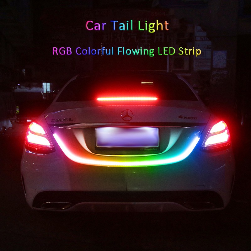 Car Tail Light RGB Colorful Flowing LED Trunk Strip Trunk Dynamic Blinkers Led Turn Light LED DRL Light