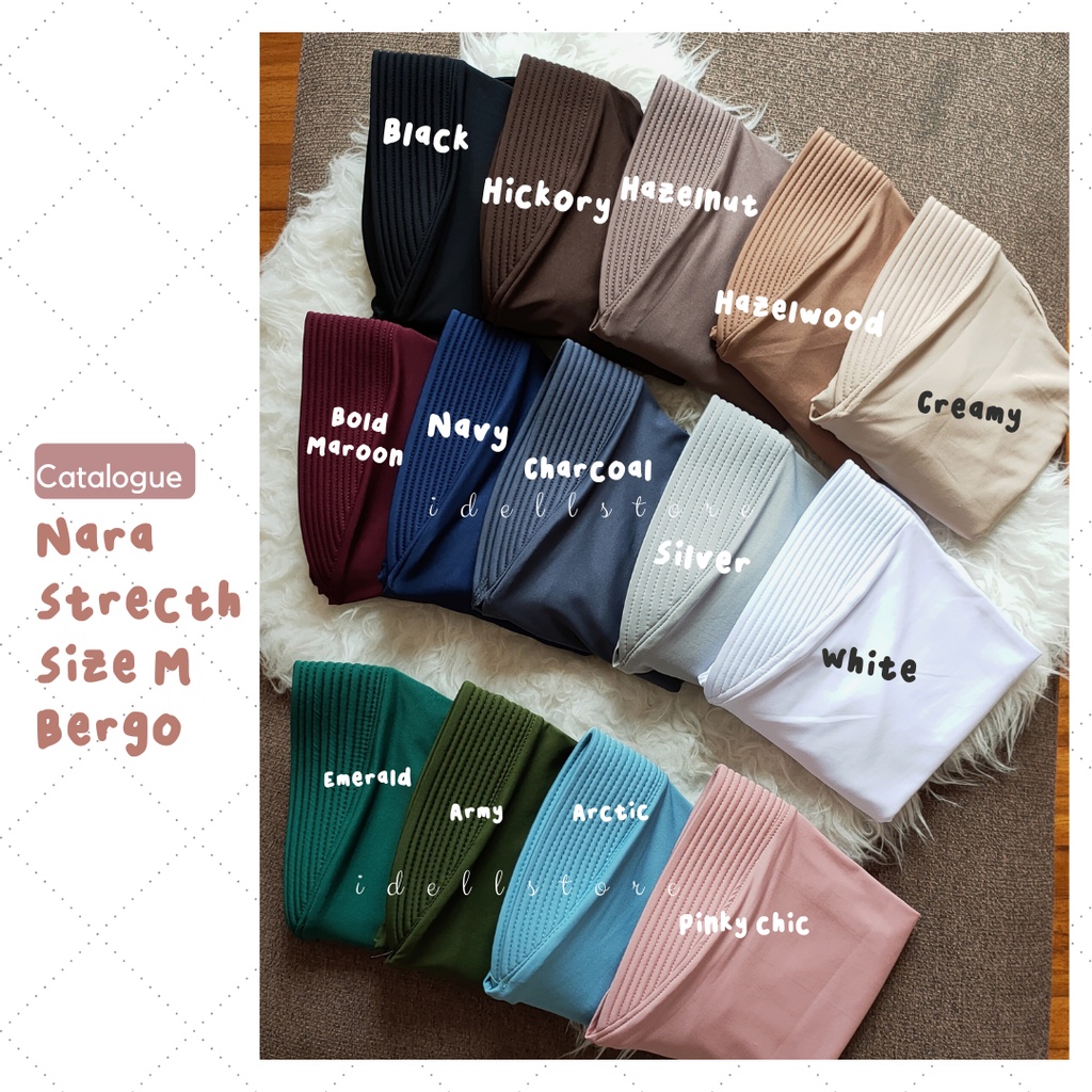 Nara Daily Stretch Bergo size M (Menutup dada) • Bergo Jersey Premium untuk Sekolah dan Olahraga