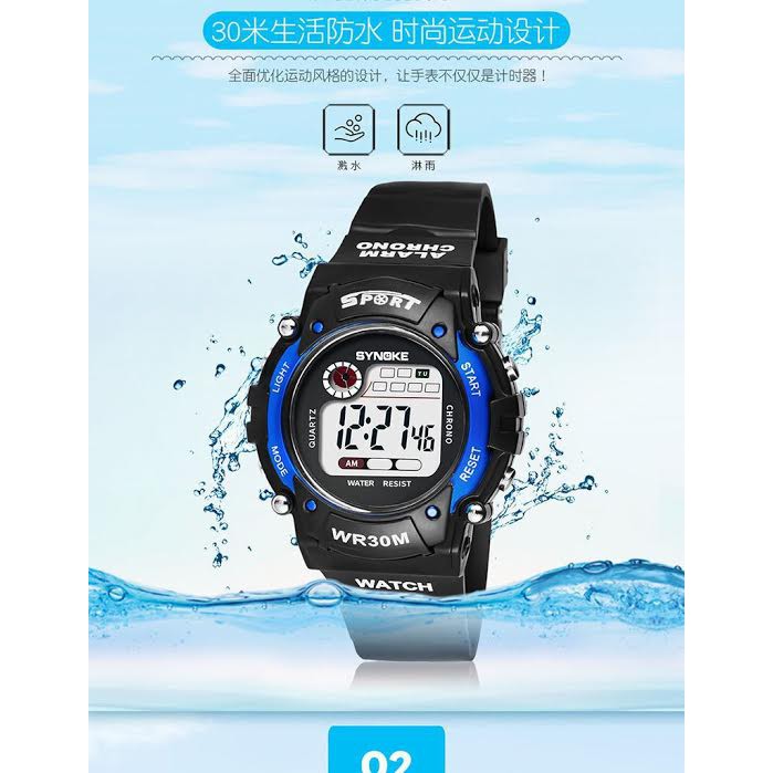 Synoke [ Kuning ] Jam Tangan Digital Water Resist Pria - Hitam - Strap Rubber