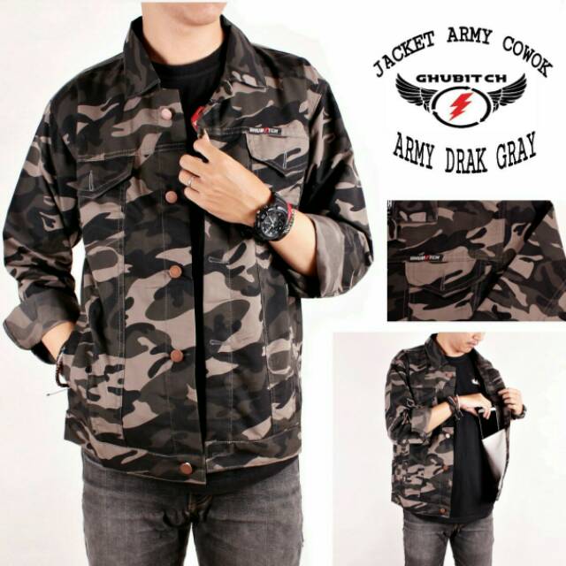 Jaket Army Cowok Loreng Premium Ghubitch
