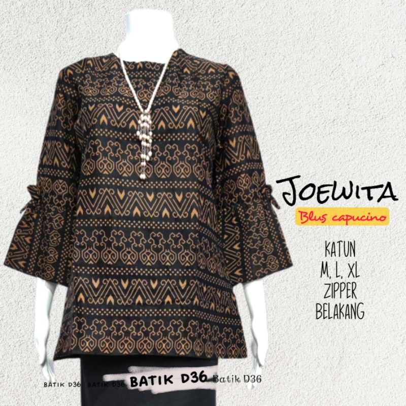 Blus Blouse trompet katun joewita lonceng capucino Atasan Baju batik wanita abg Remaja simple sekolah kuliah pendek putri santai pendek kasual kerja kuliah dolan sekolah murah-Songket