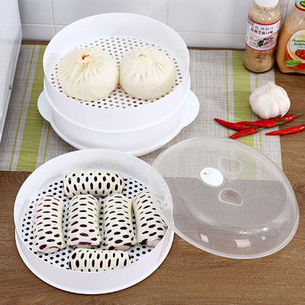 [Elegan] Microwave Steamer Cookware Peralatan PP Ramah Lingkungan Nasi Praktis Dengan Tutup Panci Kukus 1per2tingkat Memasak