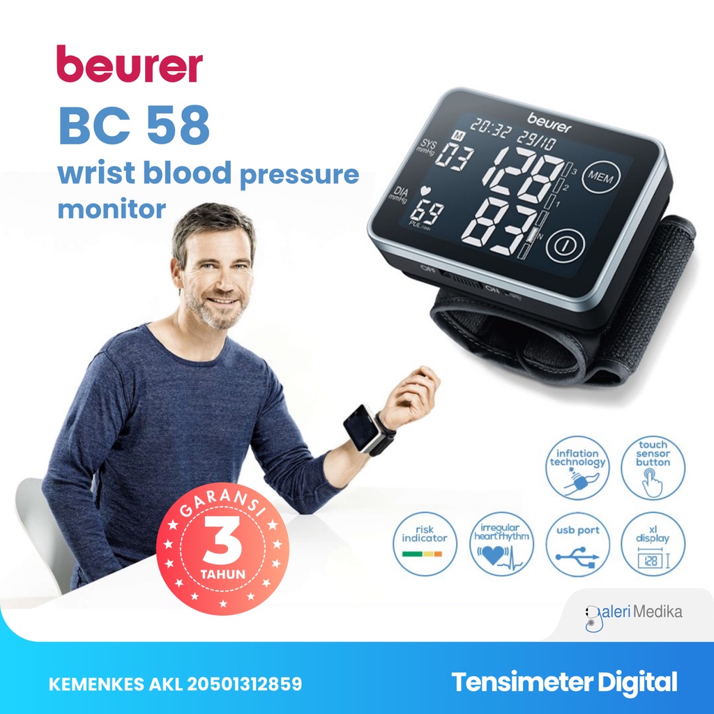 Tensimeter Pergelangan Tangan Beurer BC58 / BC 58 / BC-58 Sensor Sentuh - Tensimeter Jerman