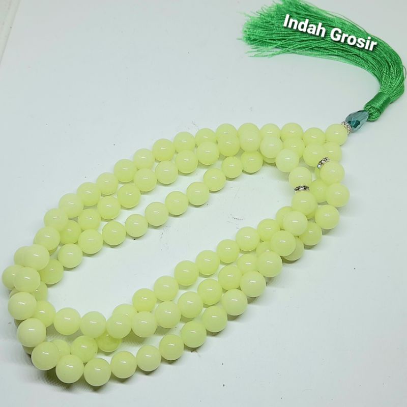 Tasbih BATU FOSFOR POSPOR Hijau Bercahaya Tasbih 10mm 99Butir ASLI Batu Fosfor Hijau