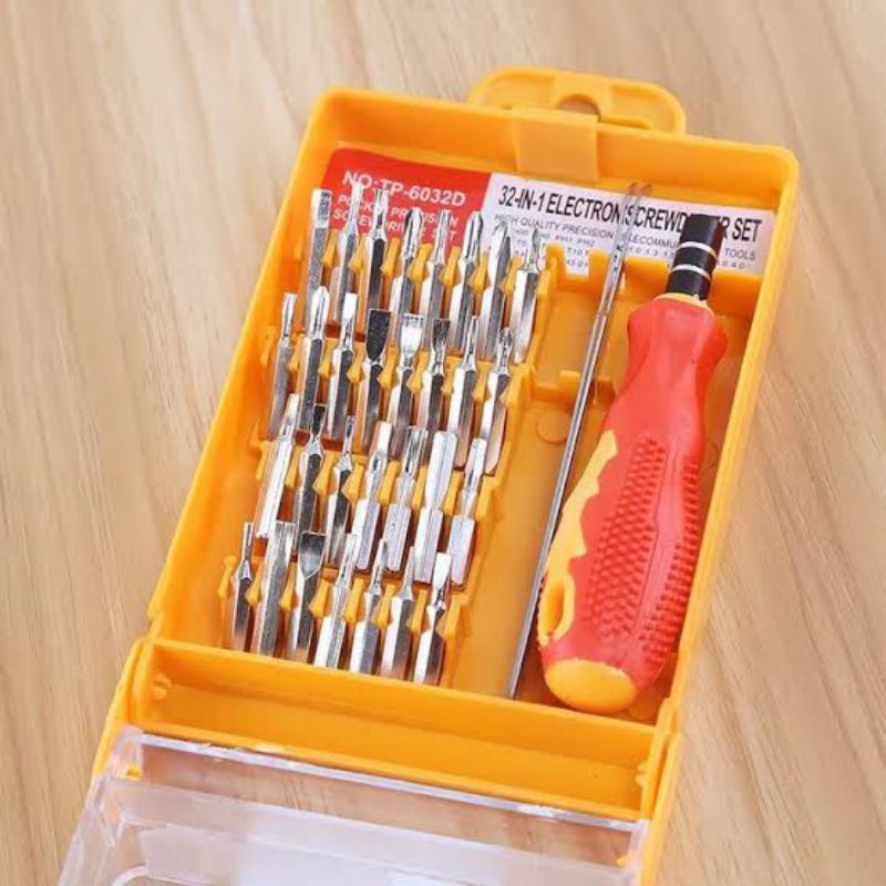 Obeng set 32 in 1 plus pinset buat elektronik