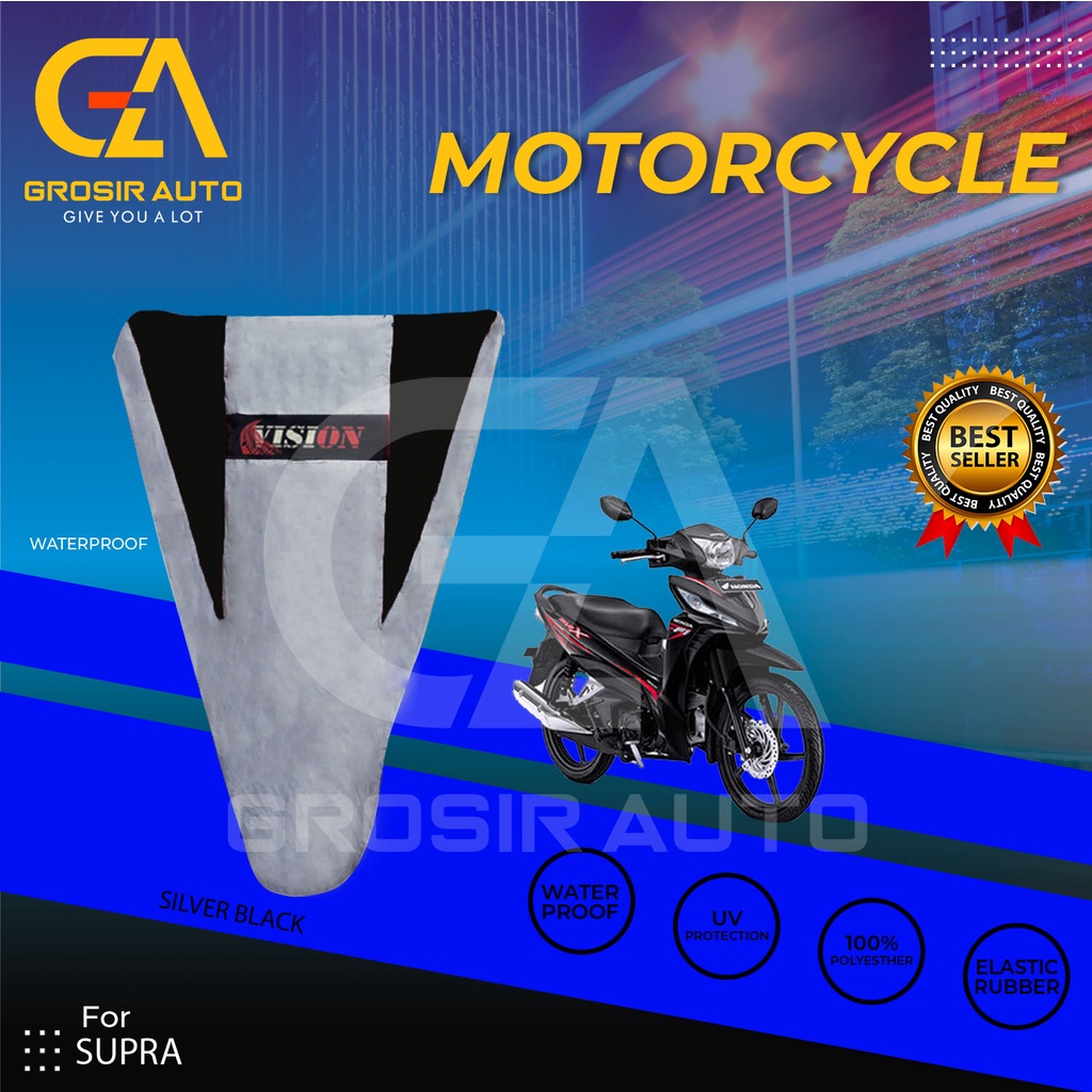 Cover Motor / Selimut Pelindung  Sarung Motor / Penutup Motor Supra X Vision Silver Hitam Waterproof