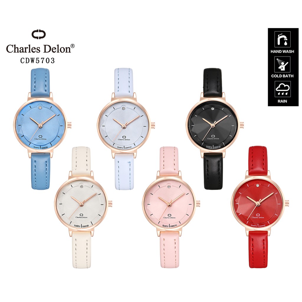 Jam Tangan Wanita Watch Kulit Anti Air Box Original Charles Delon CDW 5703