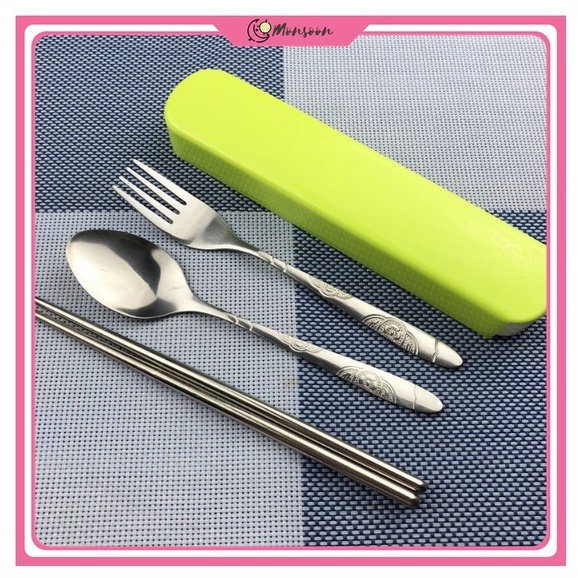 MONSOON - D6052 Set Alat Makan Portable / Sendok H587 Garpu Sumpit / Set Alat Makan Portable / Set Alat Makan Simple / Set Alat Makan Import