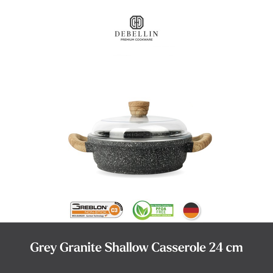 Debellin Grey Granite Shallow Casserole 24 cm