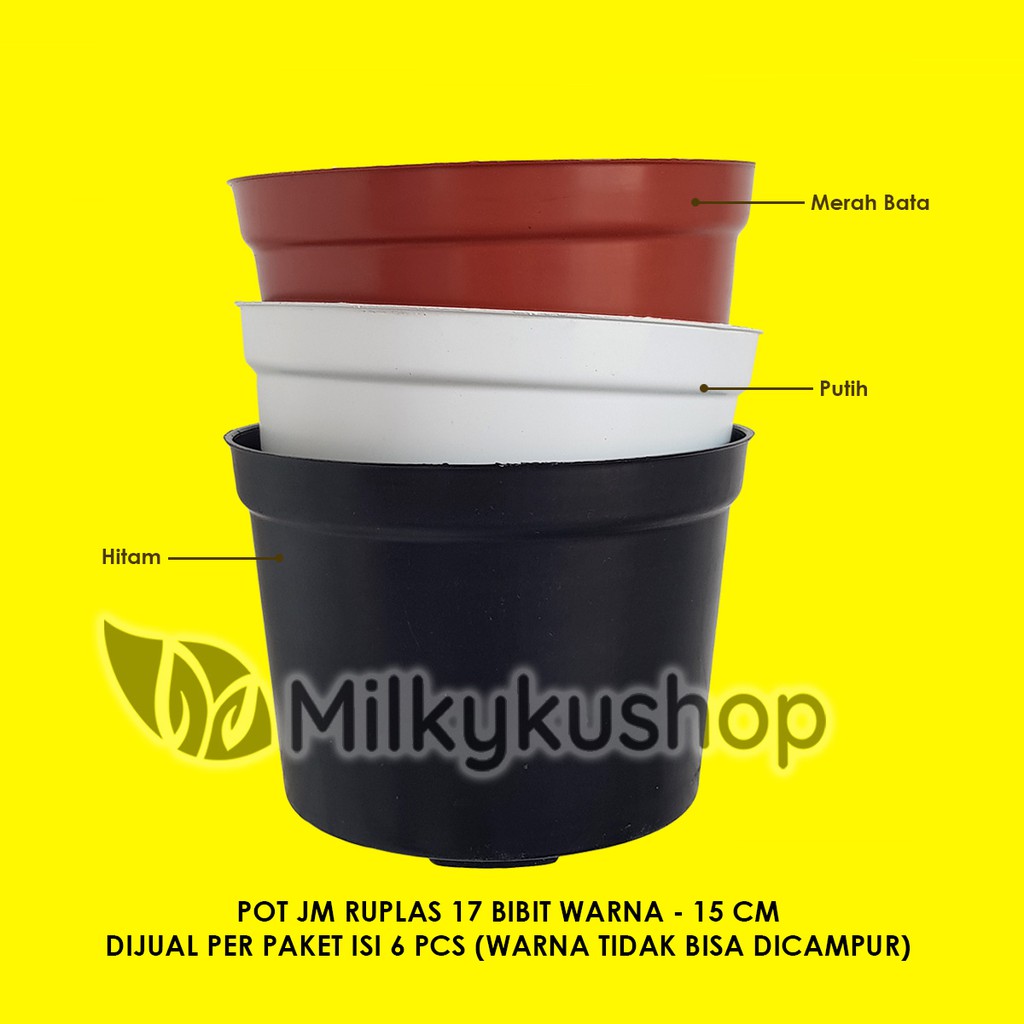 POT JM RUPLAS 17 BIBIT WARNA 15 CM - PAKET 6 PCS - POT BUNGA TANAMAN