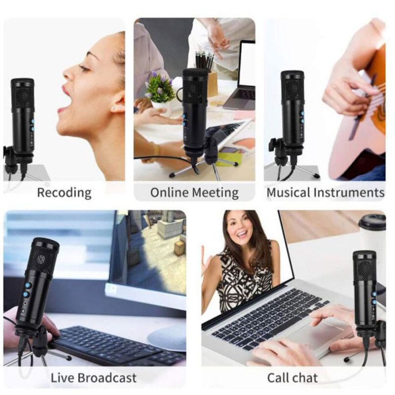 MIKROFON MIC CONDENSER USB VOCAL UD 900 RECORDING PODCAST WITH STAND MICROPHONE PC LAPTOP
