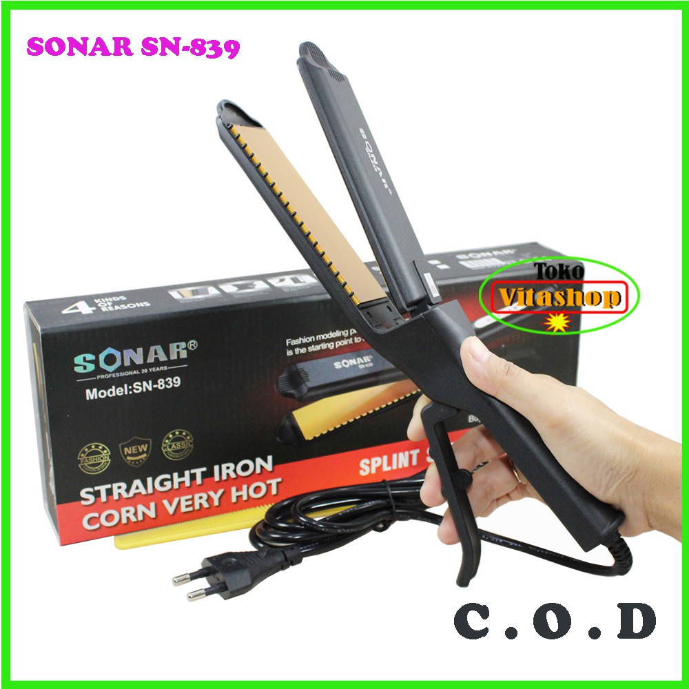 SONAR SN 839 Original Catokan Rambut Plat Lebar Alat Catok Lurus Temperatur Suhu