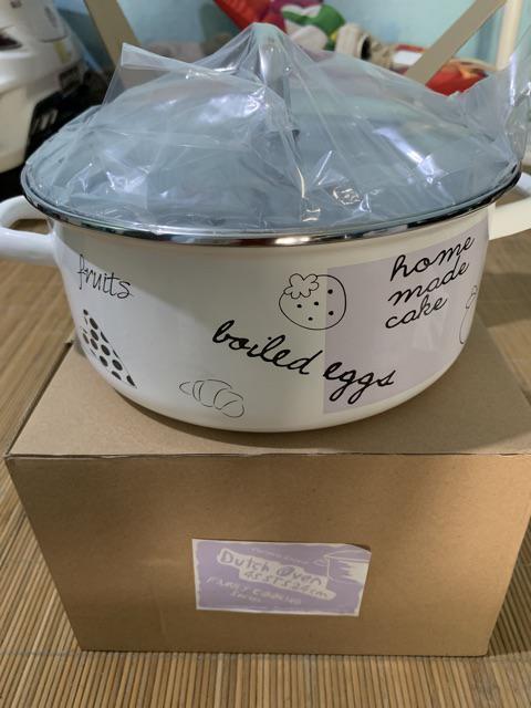 Panci Kuping Tutup Kaca Enamel Chefina Family Cookware