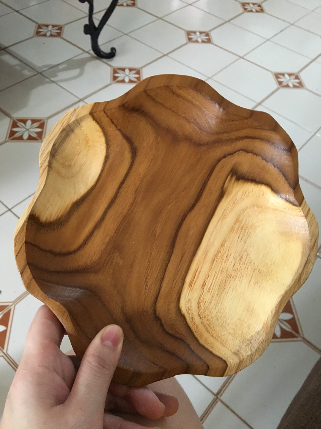 Piring Bunga Kayu Jati 19 Cm