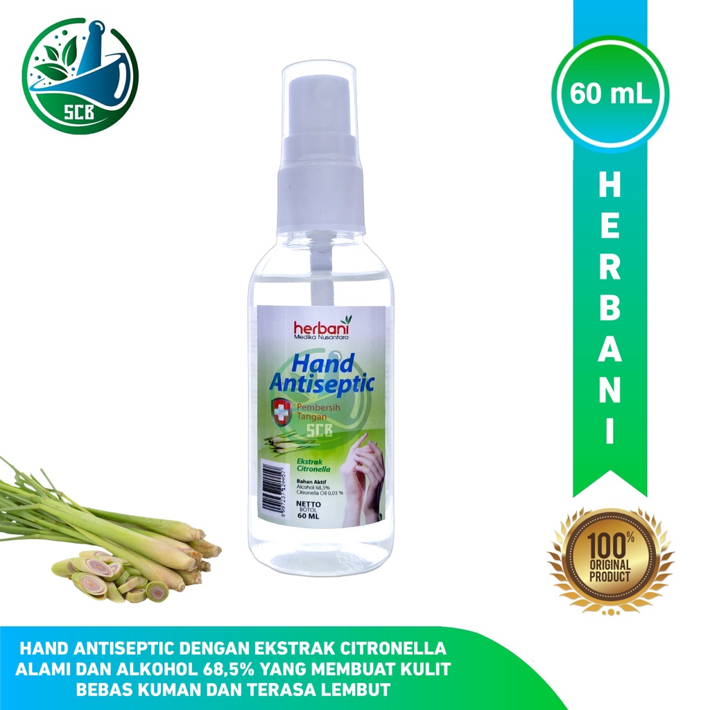 Herbani Hand Antiseptic Ekstrak Citronella 60 mL - Hand Sanitizer Antiseptik