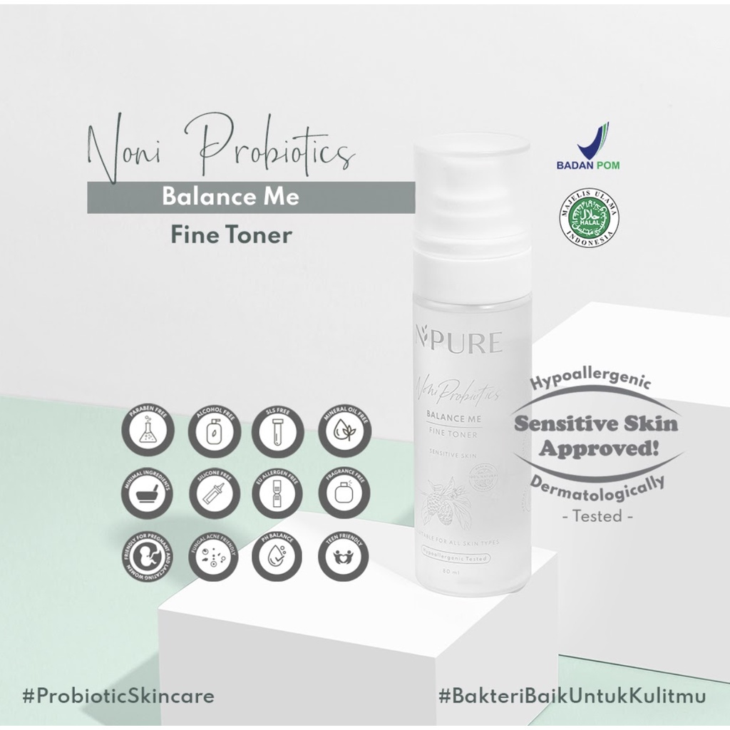 NPURE Noni Probiotics Series - Comfort Me Moisturizer / Cleans Me Face Wash / Balance Me Fine Toner / Calm Me Down Ampoule Original BPOM