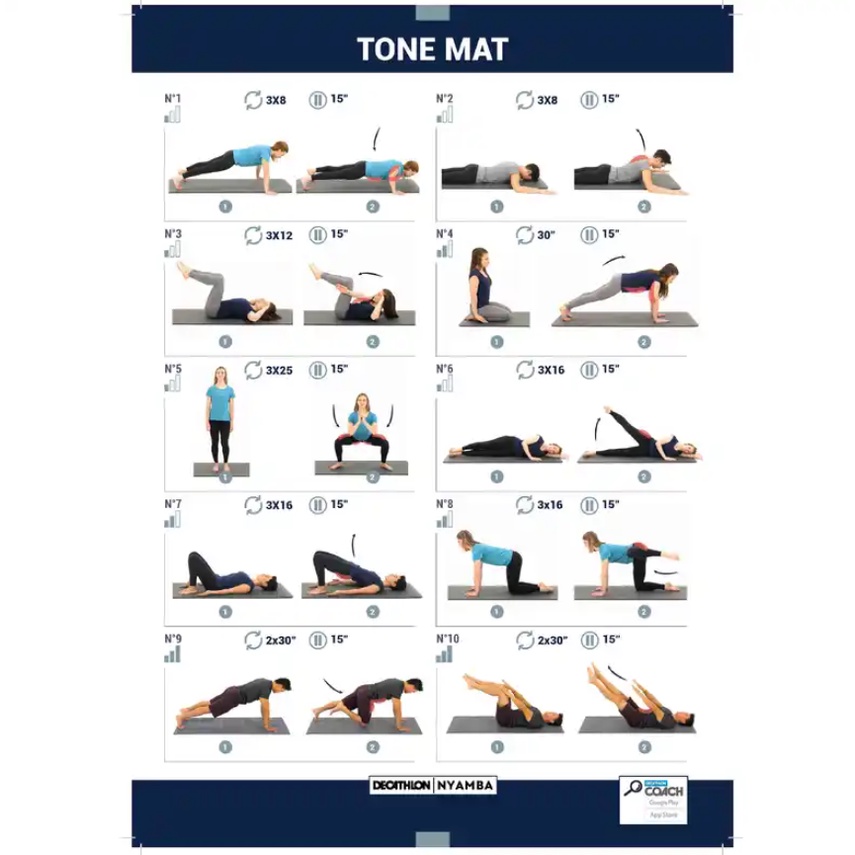 DOMYOS Matras Yoga Lipat Gym Mat Dengan Tebal 7mm