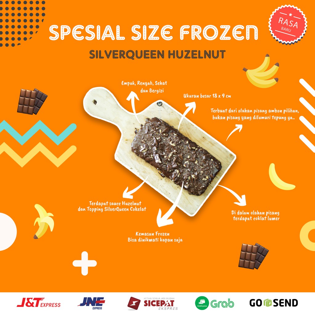 

SILVERQUEEN COKELAT HUZELNUT | NUGGET PISANG JUMBO MERK PISANG KEKINIAN UK. 18x9 CM