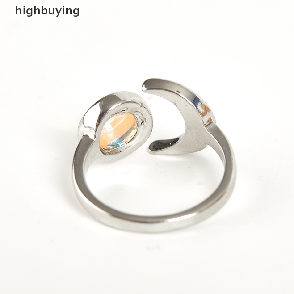 Hbid Cincin Silver Vintage Model Terbuka Dengan Batu Opal Kristal Moonstone Natural Untuk Wanita