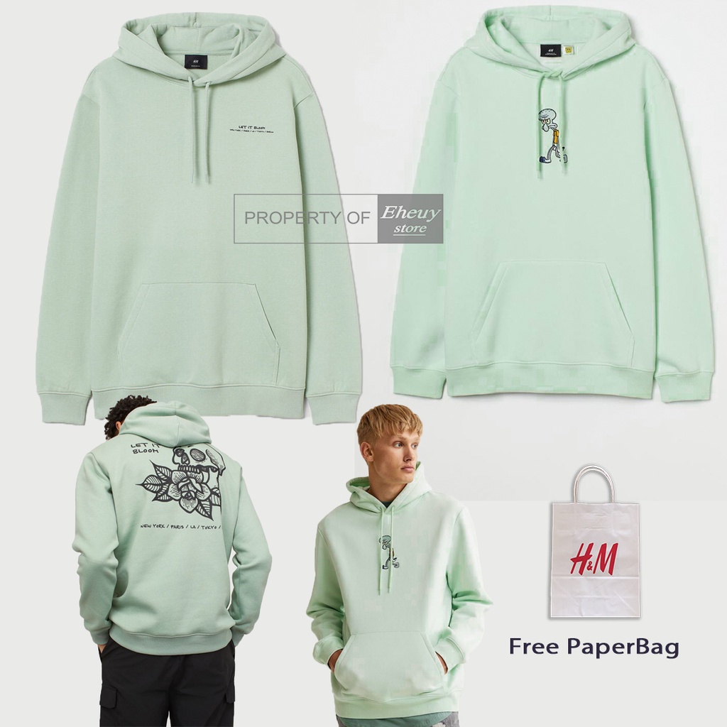 Hoodie h&amp;m let it bloom hoodie squidward h&amp;m hijau mint hoodie hijau mint